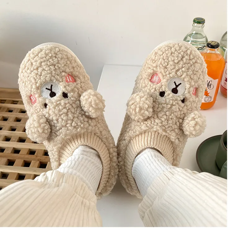 Fluffy Teddy Bear Slippers for Women