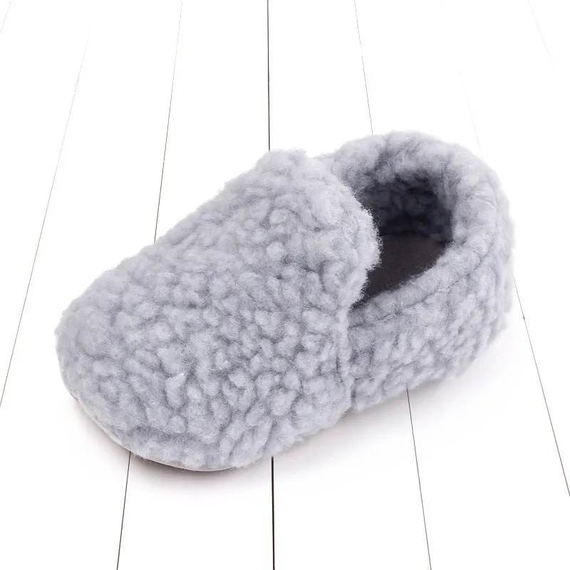 Plush Coral Fleece Slippers for Toddlers with Soft Rubber Non-Slip Sole