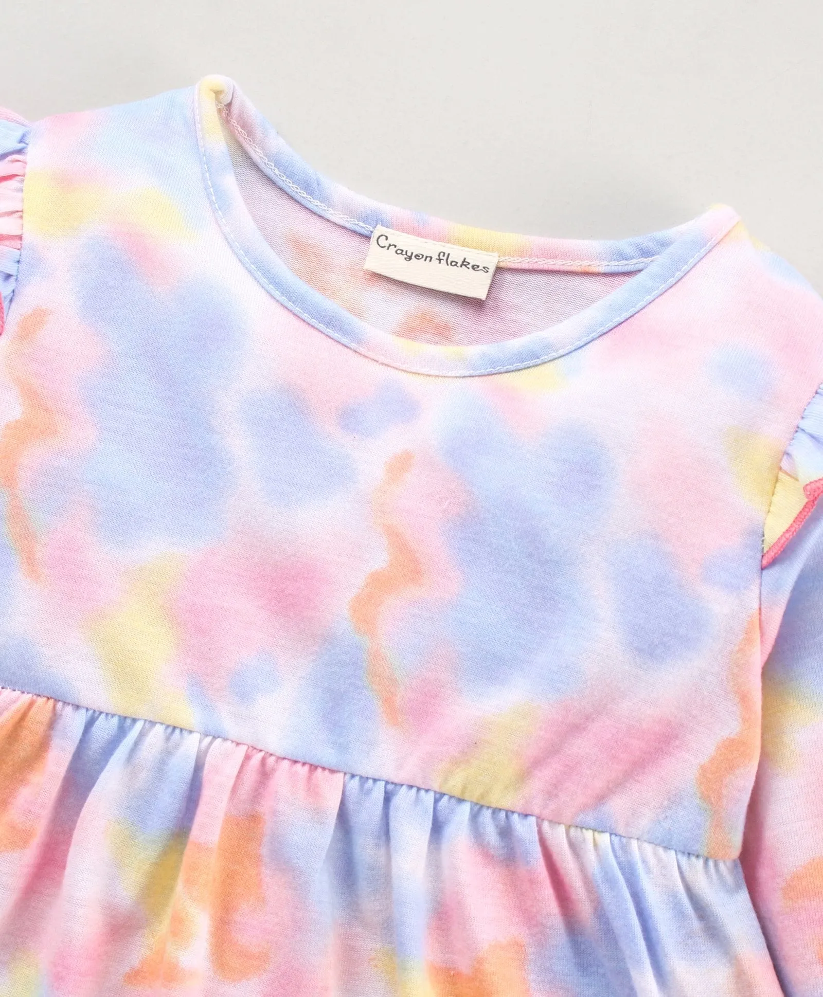 Tie and Dye Frill Bow Top Leggings Set